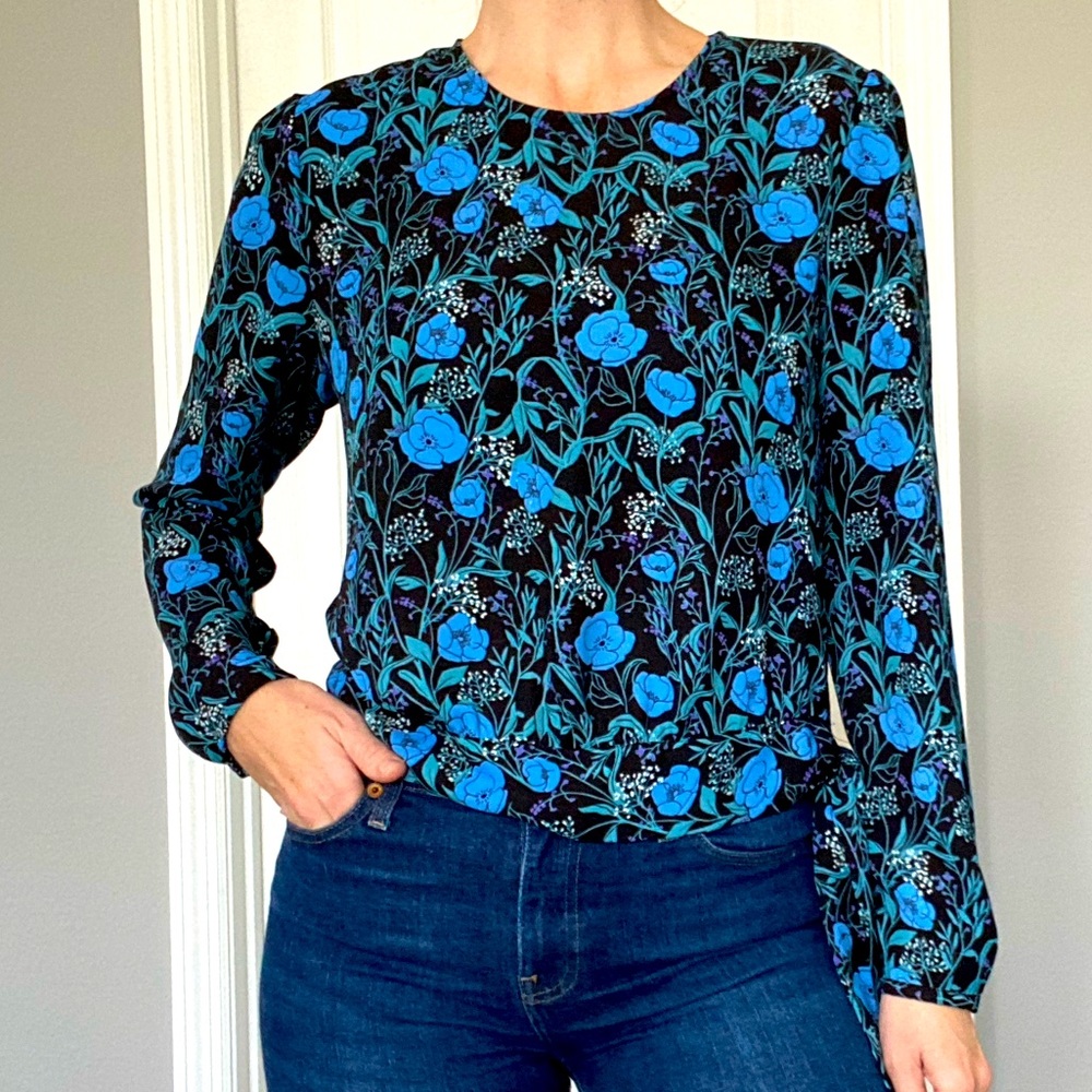 Black & Blue Floral Blouse